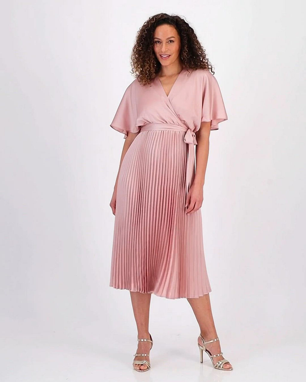 Sandra Darren Women's Pleated Flutter-Sleeve Dress - Macy's