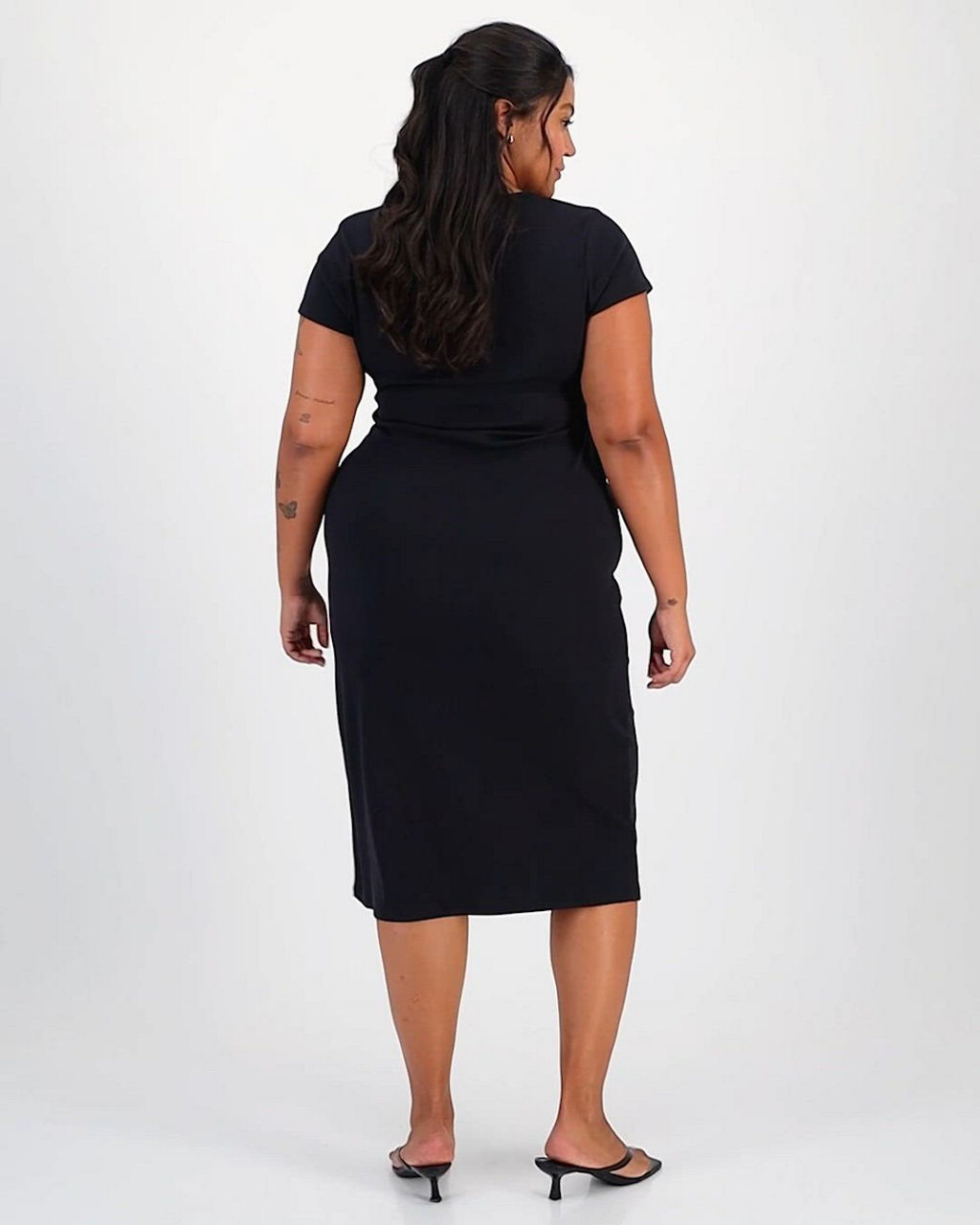 plus size knee length bodycon dress Plus Size Cutout Bodycon Midi Dress