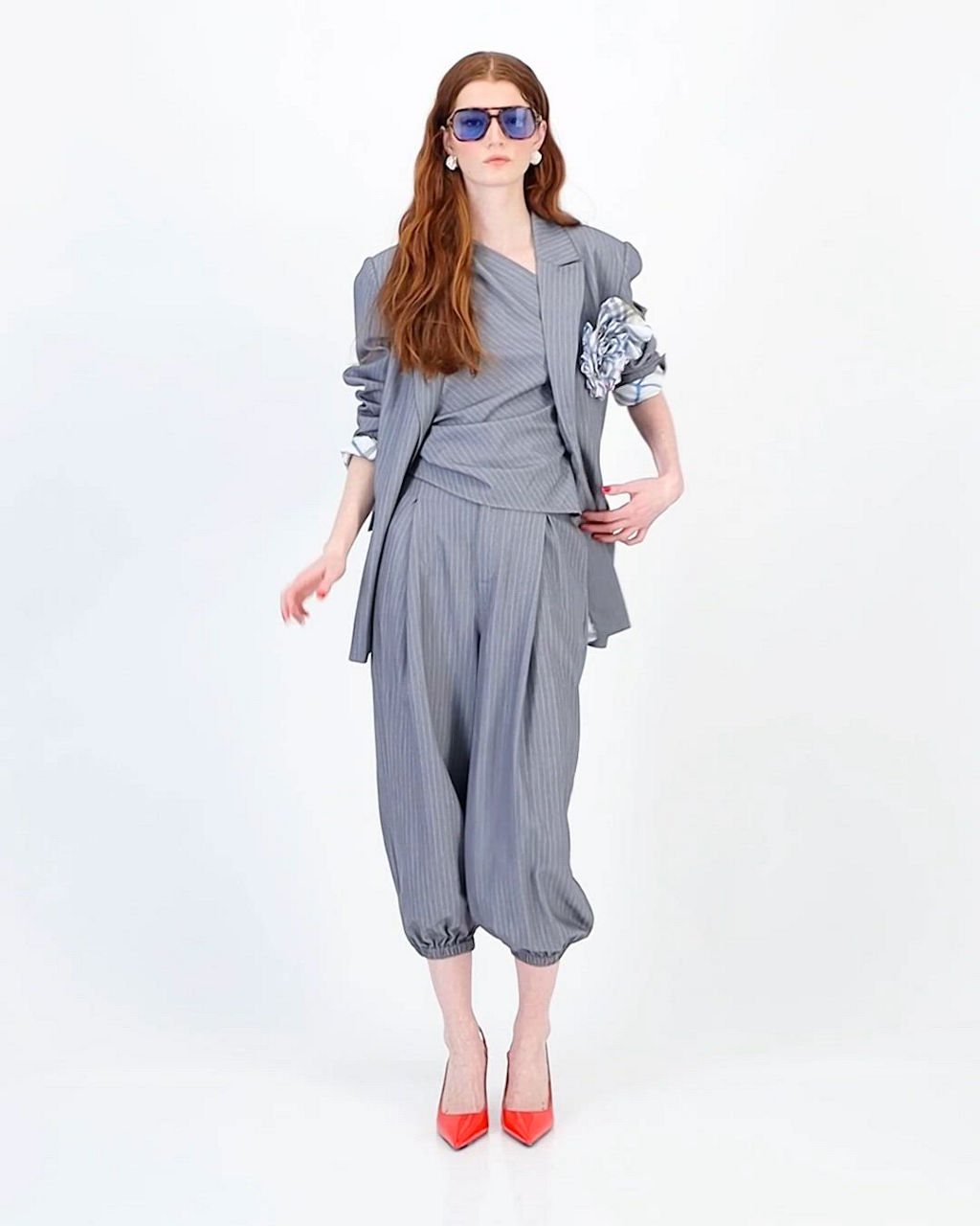 Women's Pinstripe Balloon-Leg Pants, Macy's Exclusive- Molly