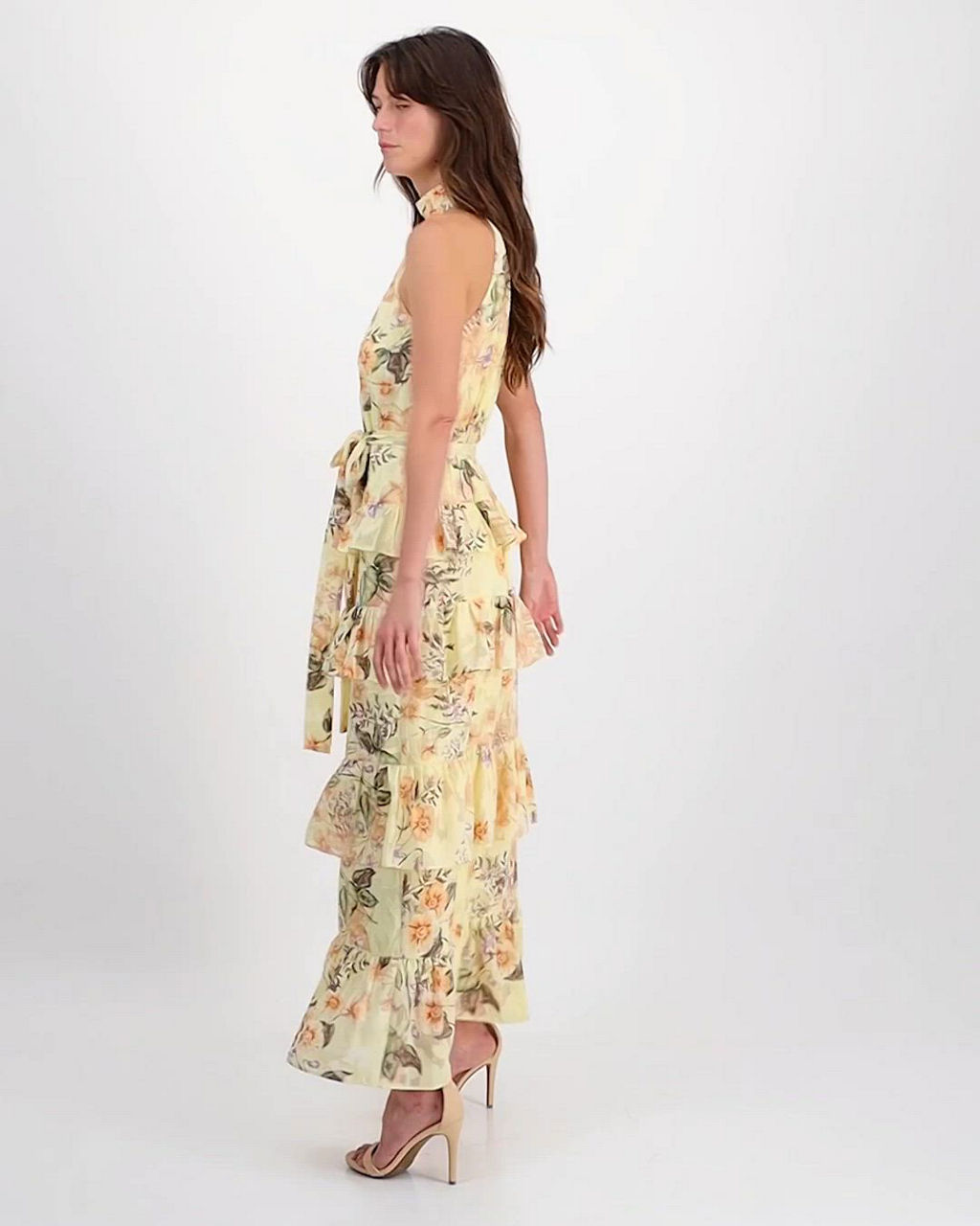 Anne Klein Women's Floral Print Halter Neck Sleeveless Maxi Dress - Macy's