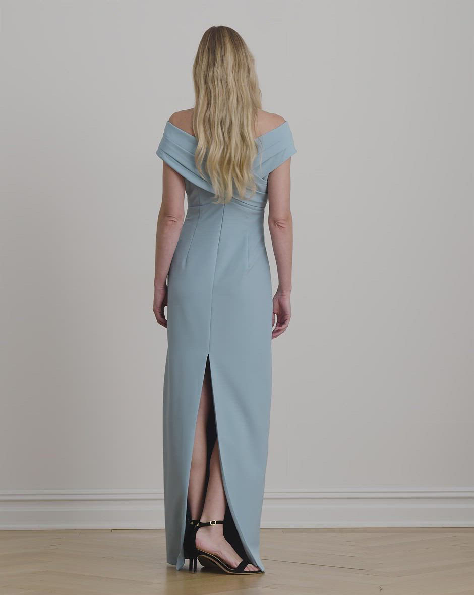 ralph lauren off the shoulder crepe dress Crepe Off-the-Shoulder Gown for Women