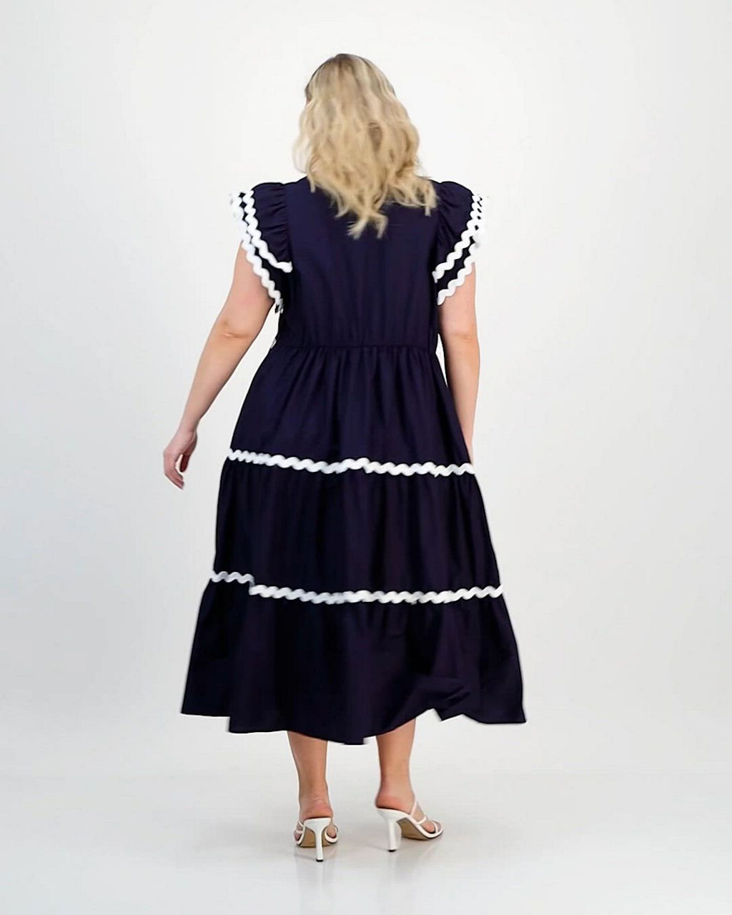 robbie bee dress Plus Size V-Neck Flutter-Sleeve Vegas Mini Dress – Cercis Ruffled dress Short flutter sleeves Size:8XL-56