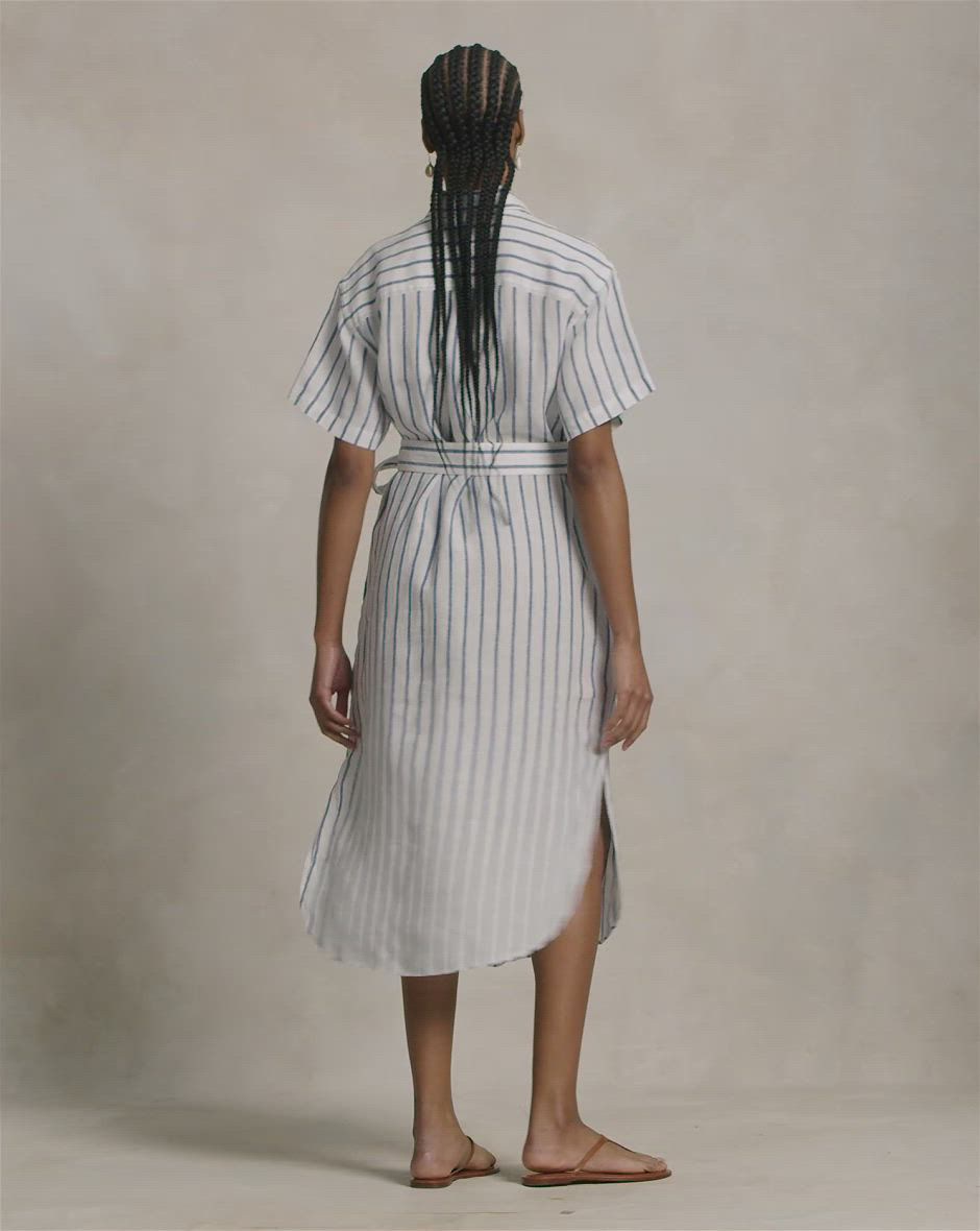purple dress linen Eileen Fisher Organic Linen Easy Dress in Petunia, L main image 0