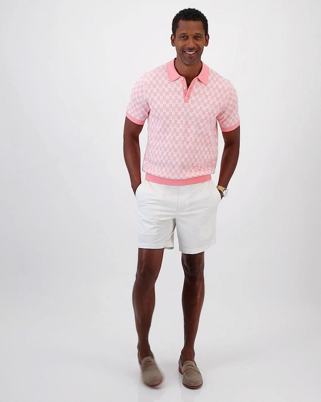 Club Room Men's Geometric Jacquard Short-Sleeve Sweater Polo Shirt