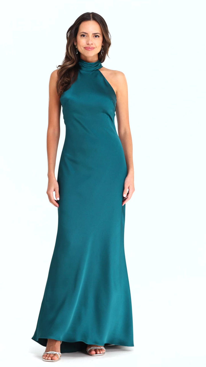 XSCAPE Women's Tie Neck Long Dress - Macy's