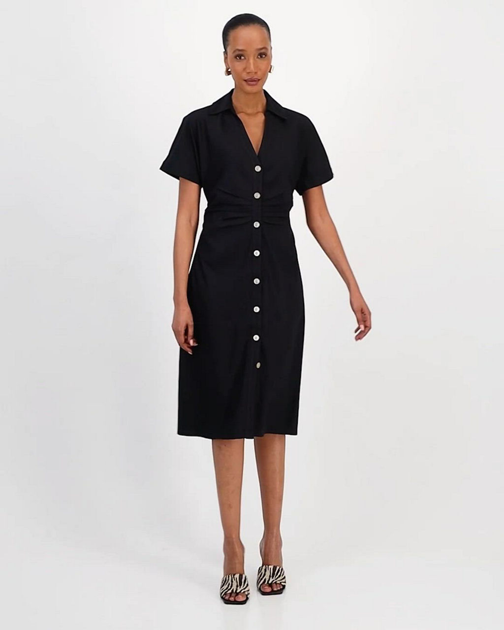 inc shirt dress INC International Concepts Women's Short Sleeve Linen-Blend Shirt-dress - Black