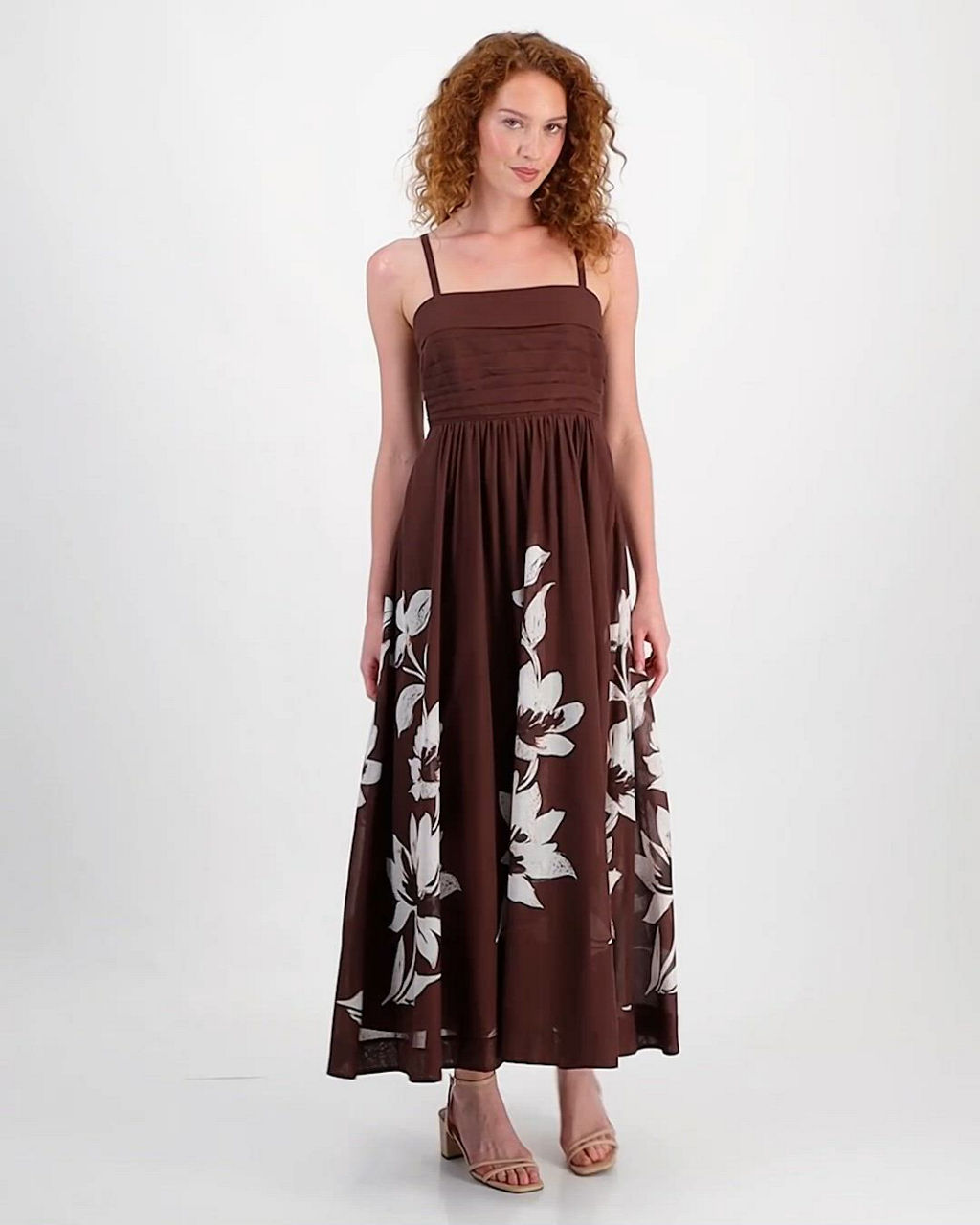 Tahari ASL Women's Pleated-Bodice Printed Cotton Maxi Dress - Macy's