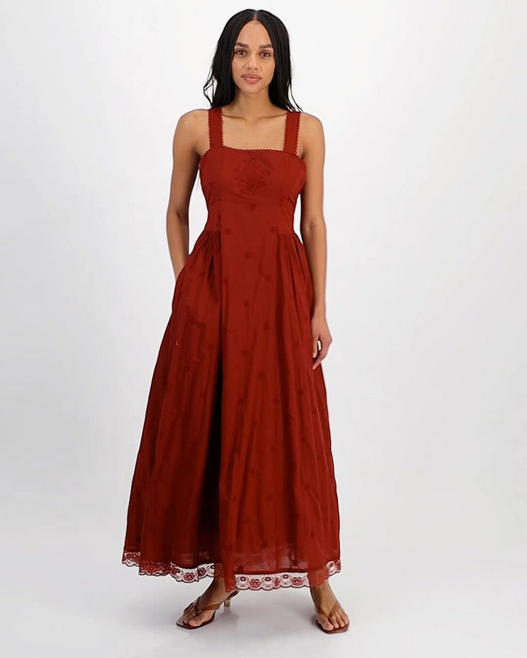 ladies cotton maxi dresses Deep Green Tiered Dress, Belted Gown, Autumn Clothing, Bohemian Dress, Spring Long Dress, XS / Burgundy comfort never compromises on style French Style Cotton Maxi Dress
