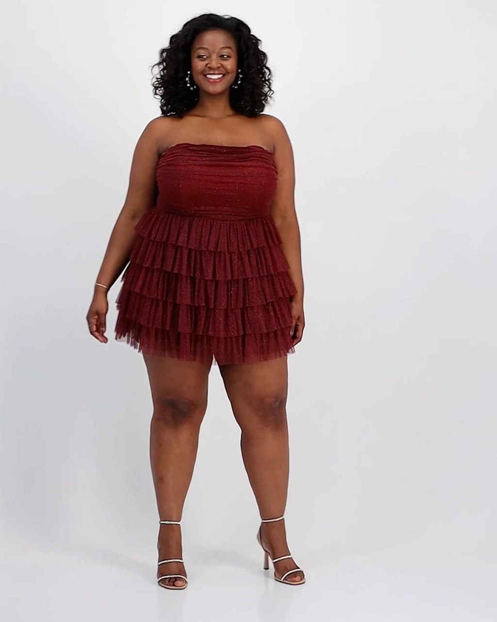 B Darlin Trendy Plus Size Glitter Ruffled Strapless Dress - Macy's