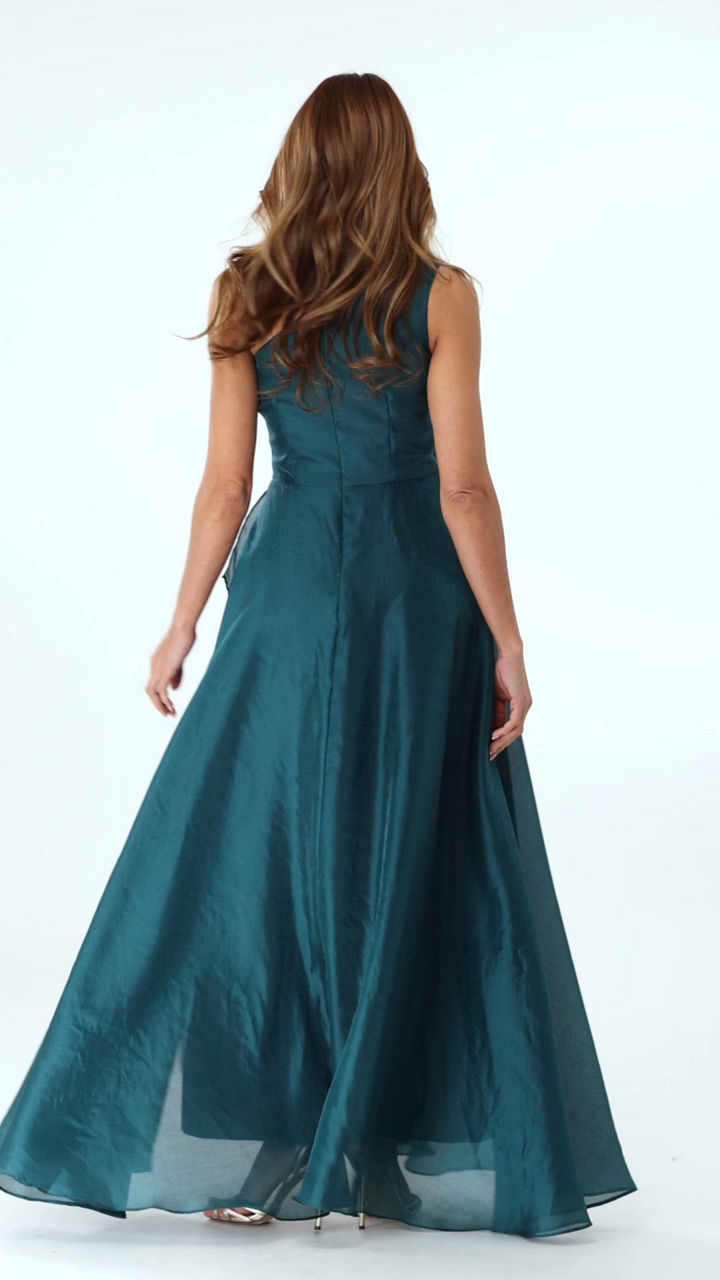xscape green dress macy's Women's Metallic Draped One-Shoulder Gown One shoulder
