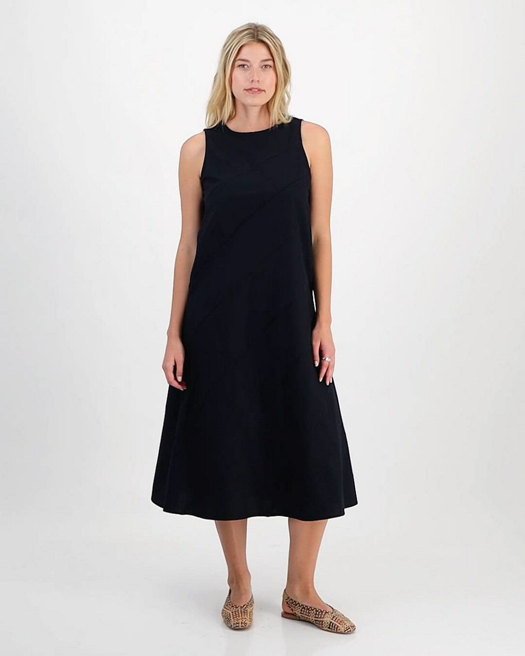 midi macys dresses formal On 34th Women's Linen-Blend Diagonal Seam Dress, Macy's Exclusive - Deep Black Wedding guest dresses