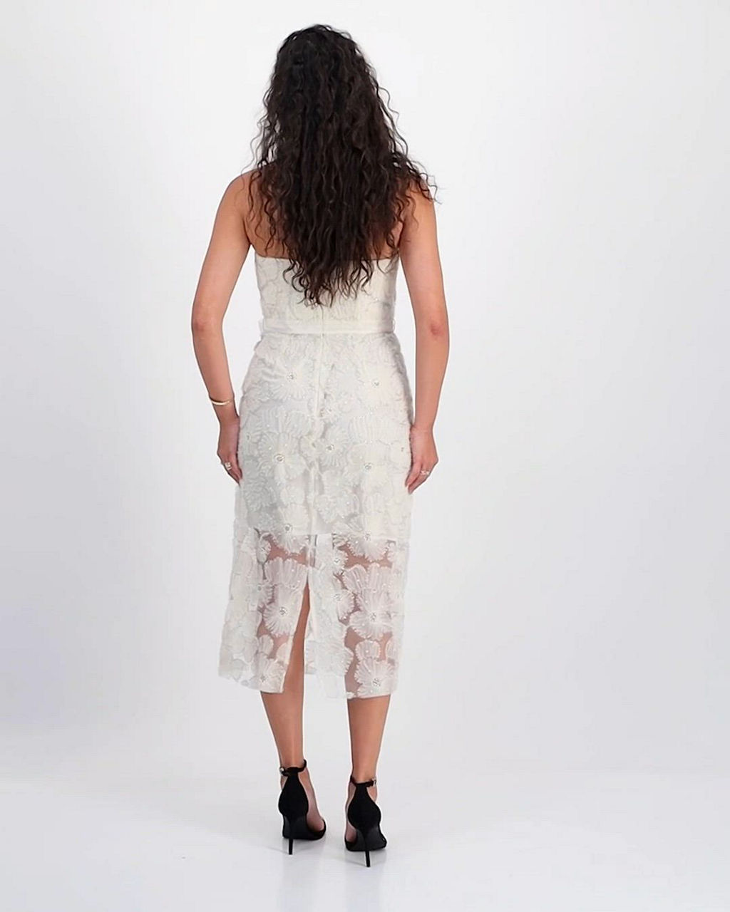 sam edelman strapless floral embroidered midi dress Sam Edelman 3D Flower Strapless Mini Dress Cream 10