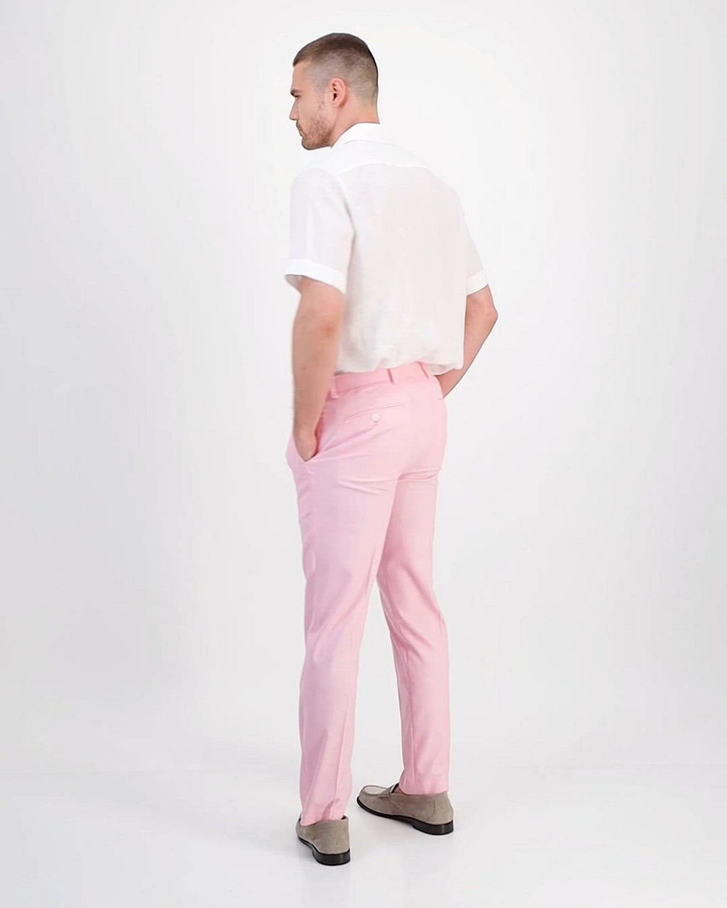pink dress pants men's Concitor Men's Dress Pants Blush Dusty Rose Pink Trousers Flat Front 38 x  32 at Amazon Men's Clothing store