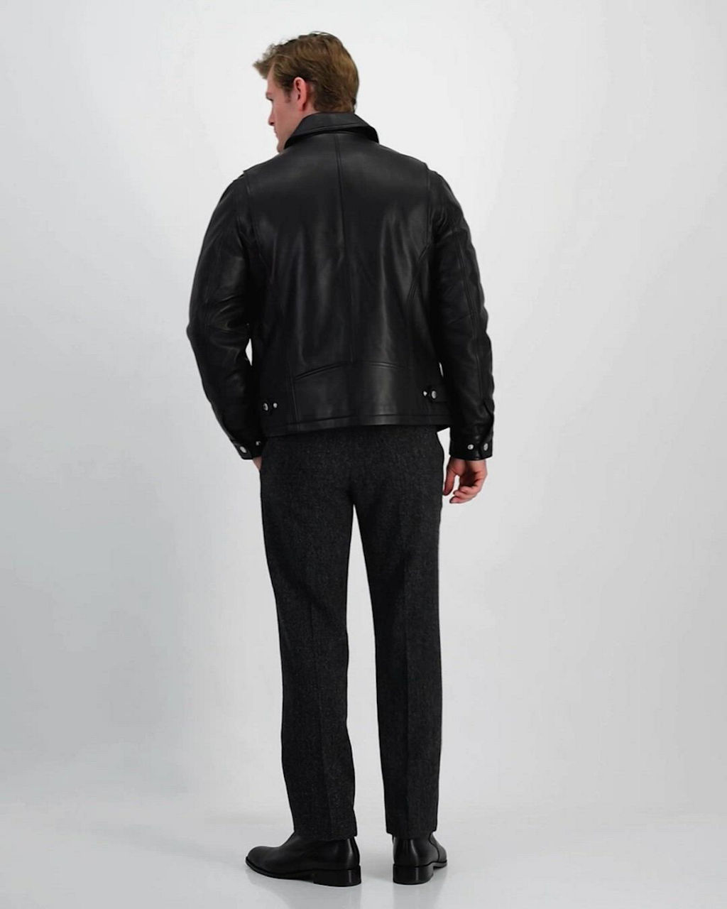 Michael Kors Men's Genuine Leather Shirt Collar Jacket, Created