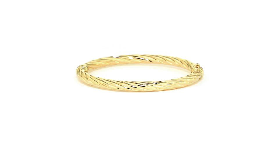Italian Gold Twist Hinge Bangle Bracelet in 14k Gold or White Gold