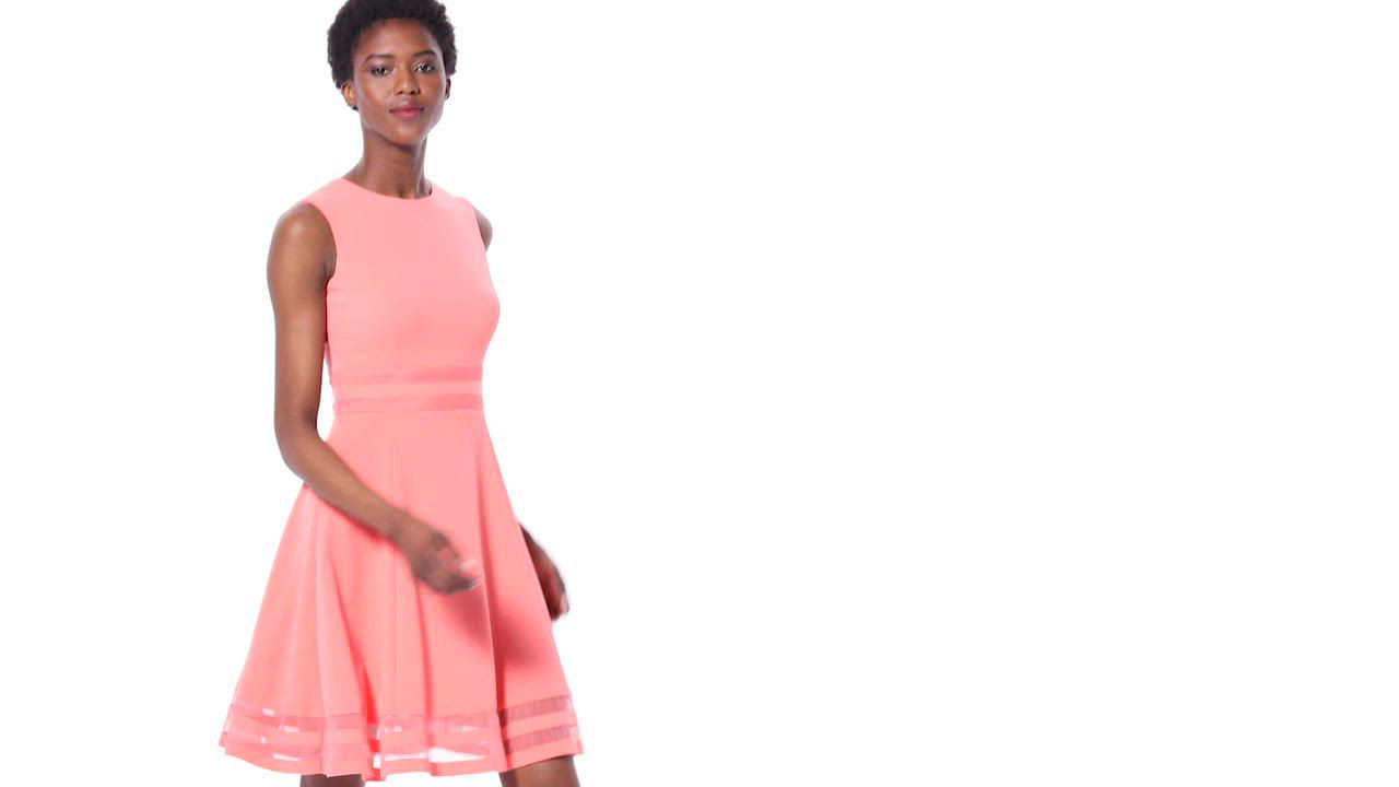 Calvin Klein Illusion-Trim Fit & Flare Dress - Macy's