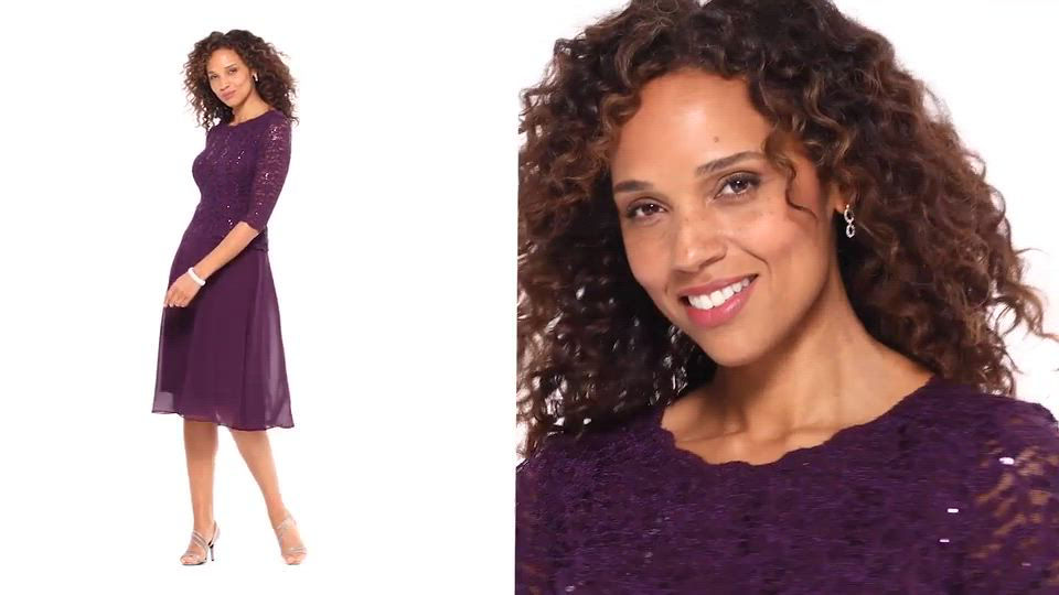 Alex Evenings Sequined Lace Contrast Dress Macy s