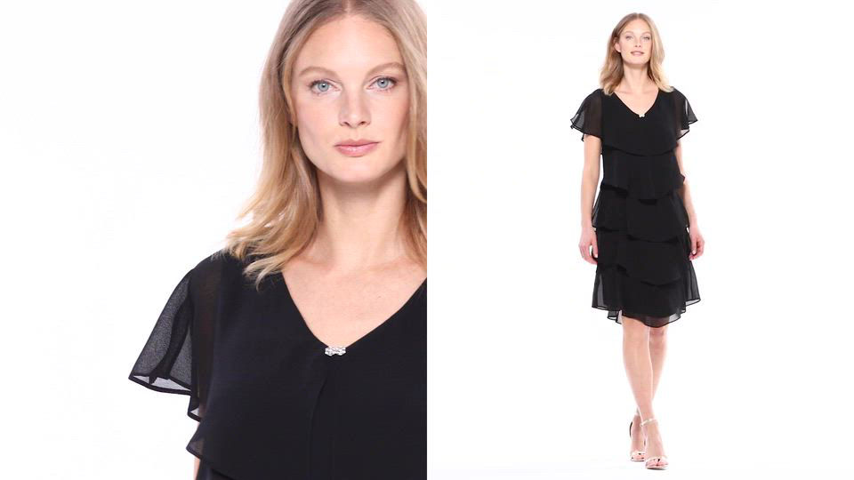 SL Fashions Women's Tiered Rhinestone Capelet Dress - Macy's