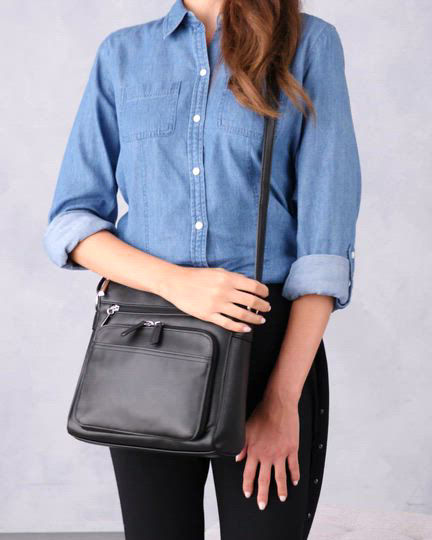 Giani Bernini Nappa Leather Front Zip Crossbody, Exclusively  display picture 1