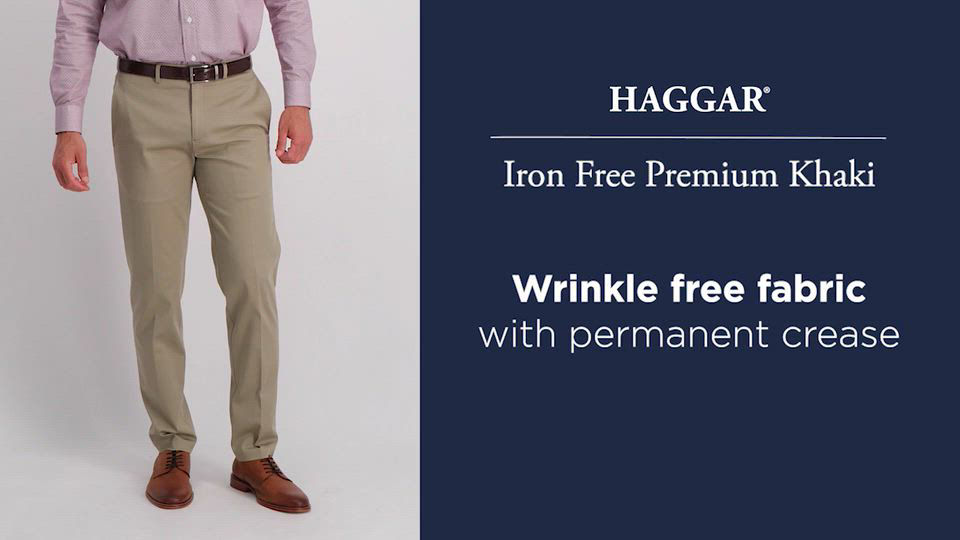 No Iron Khakis For Men Haggar Mens Premium No-iron Classic-fit Expandable-waist Pleat-front Haggar No Iron Khakis Pants