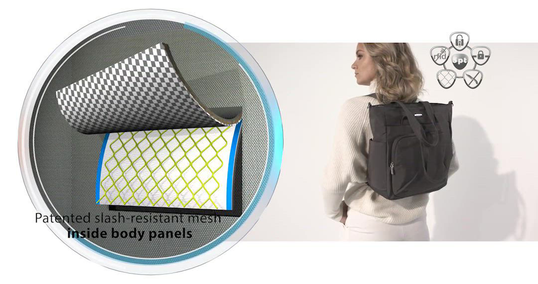 Anti Theft Convertible Backpack Tote with RFID Blocking Slash Resistant Travelon Anti-Theft Essentials Convertible Backpack / Tote  main image 3