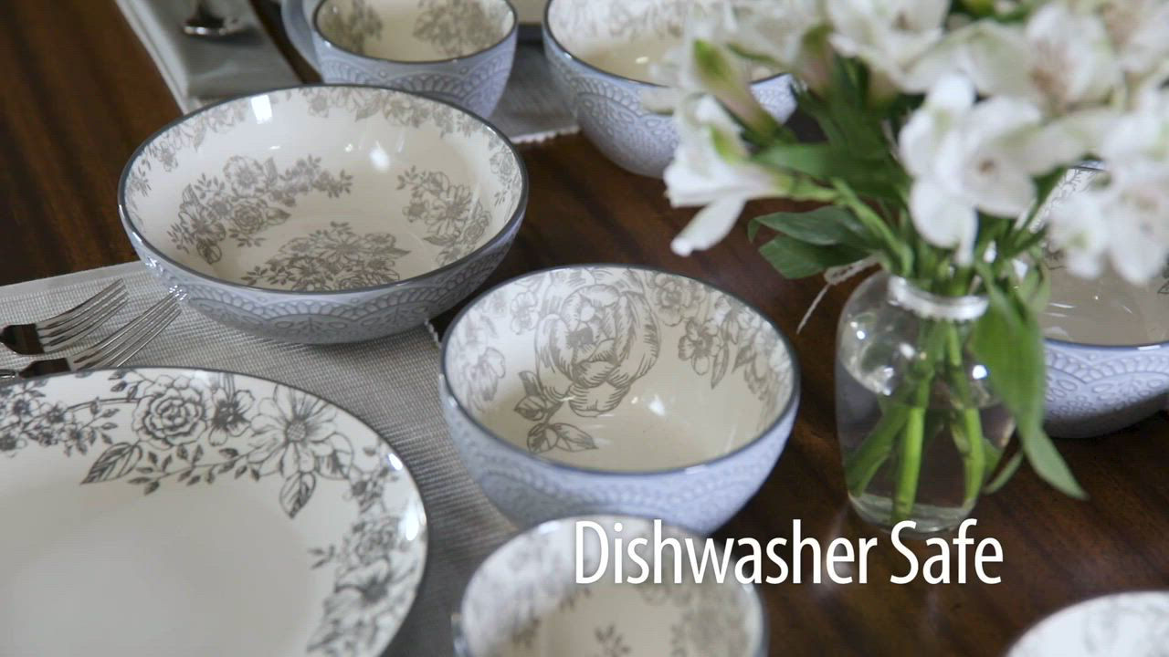 Pfaltzgraff Gabriela Gray 16 Pc. Dinnerware Set, Service for 4