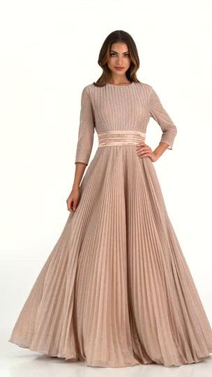 MAC DUGGAL Women's Ieena Shimmering Pleated A-Line Quarter