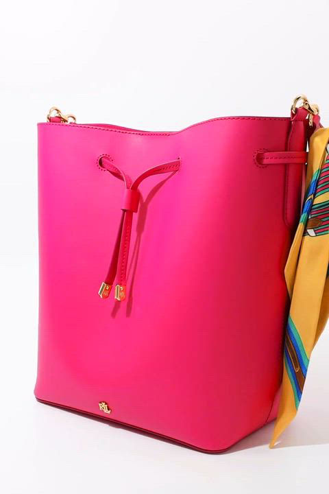 特価!Lauren Ralph Lauren Debby Drawstring Floral Appliqu Bag Leather Debby Drawstring Bag