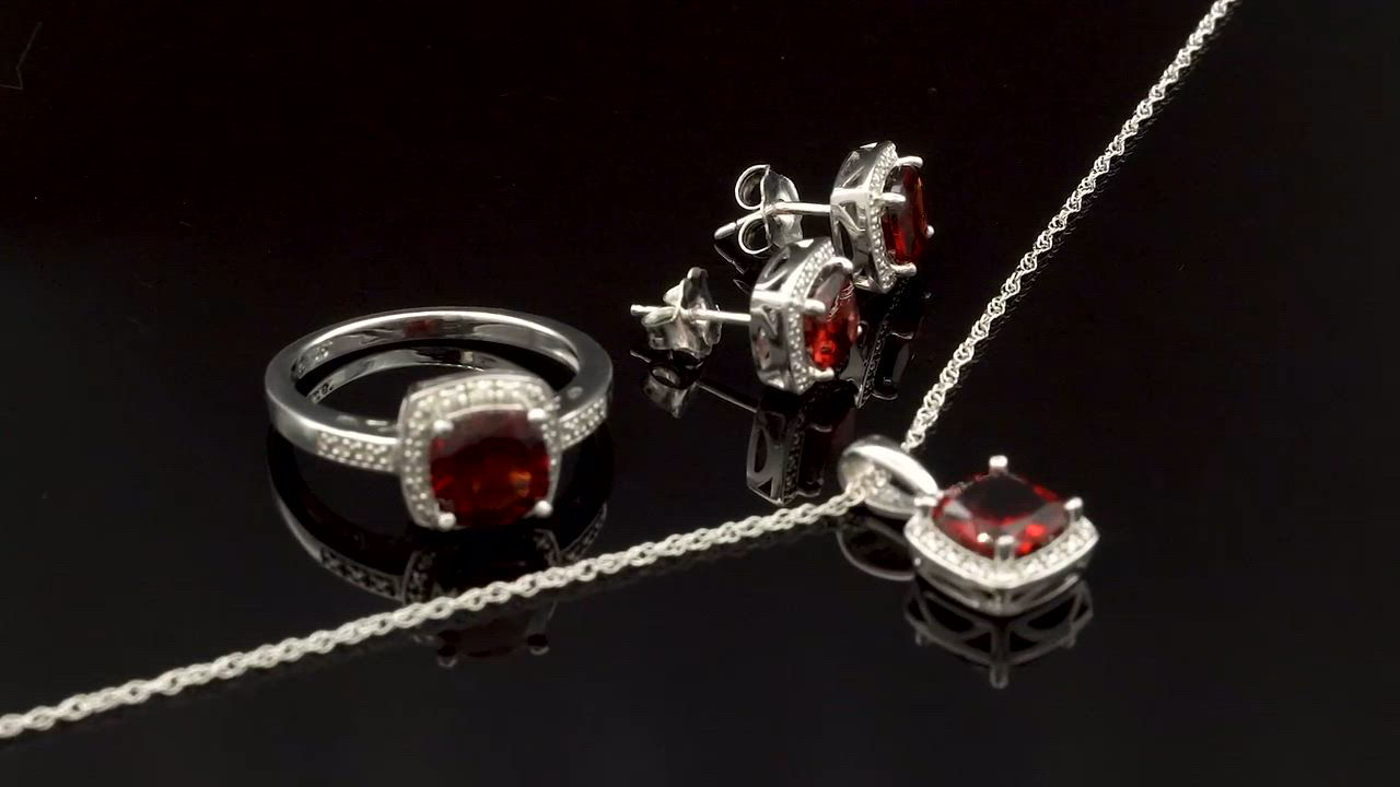 Macy's Sterling Silver Jewelry Set, Garnet (4-3/4 and