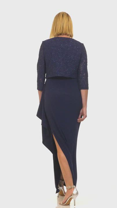 Alex Evenings Petite 2-Pc. Lace Bolero & Gown Set - Macy's