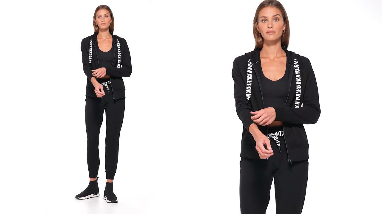 DKNY Sport Femme Logo Mirror Relaxed Jogger W/Panneau latéral Pantalon de survêtement, Poseidon