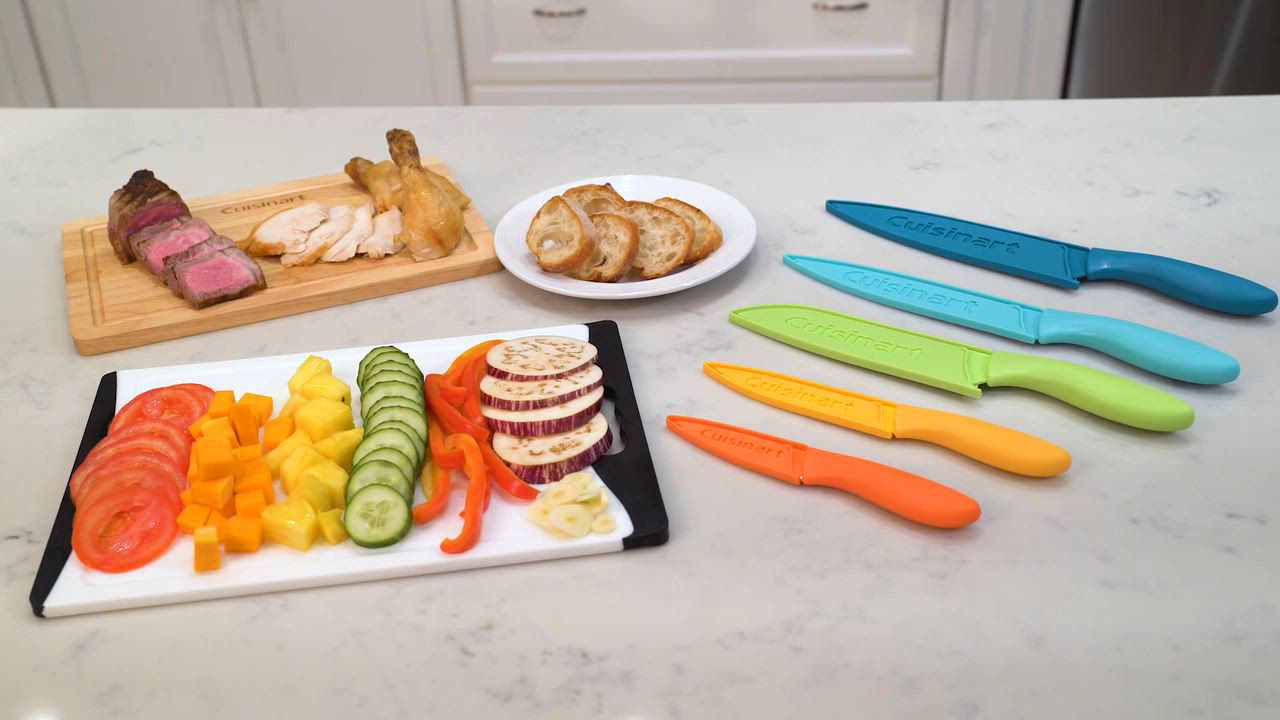 Cuisinart 10-Pc. Seaside Ceramic-Coated Knife Set - Macy's
