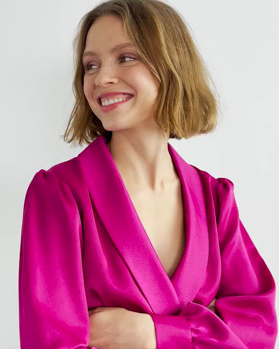 Vince Camuto Women's Satin Shawl-Collar Fit & Flare Dress - Macy's