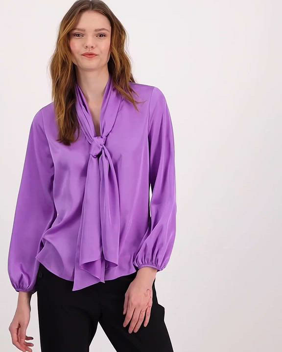売れ筋商品|||バースリー カットソー トップス レディース Women's Tie Neck Cinched Sleeve Blouse, Created for Macy's Black Bar III Women's Tie Neck Cinched Sleeve Blouse, Created for
