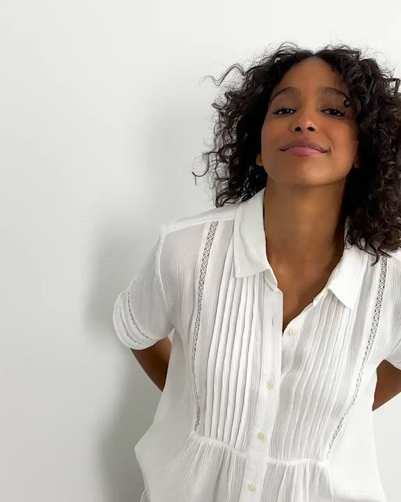 Style & Co Women's Pintuck Short-Sleeve Button-Front Shirt