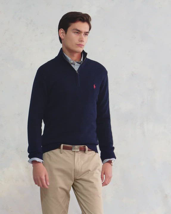 Polo Ralph Lauren Men's Cotton Quarter-Zip Sweater - Macy's