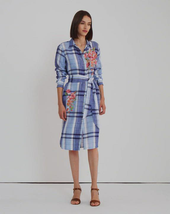 新着☆【RRL RalphLauren】Plaid Cotton-Linen Shirtdress RALPH LAUREN RRL Plaid Cotton-Linen Shirtdress in Blue
