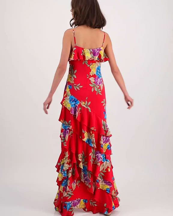 関税込み♪【 RALPH LAUREN】Floral Georgette★マキシドレス Floral Georgette Tie-Neck Maxidress