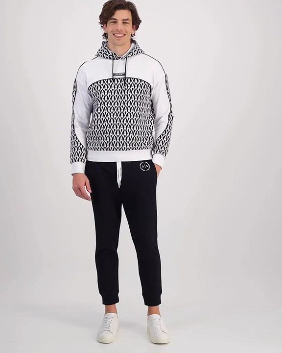 A|X Armani Exchange Logo Print Jacquard Pullover Hoodie - Macy's