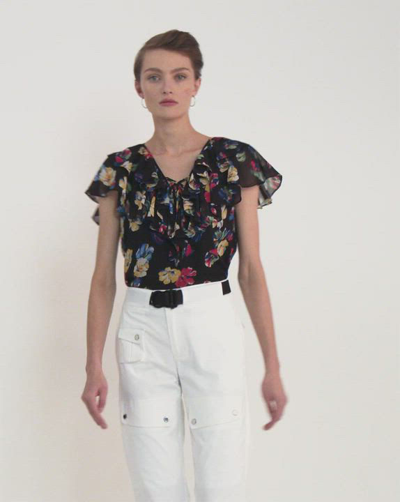 Lauren Ralph Lauren Women's Floral Ruffle-Trim Georgette