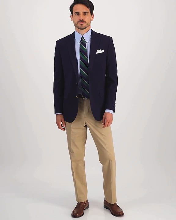 Brooks Brothers Men's Classic-Fit Navy Stretch Wool Blend Blazer