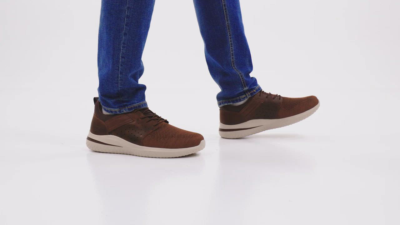 Skechers Delson 3.0 Cicada Oxford Slip On Shoes size 9.5 sneakers brown leather NEW Men main image 2