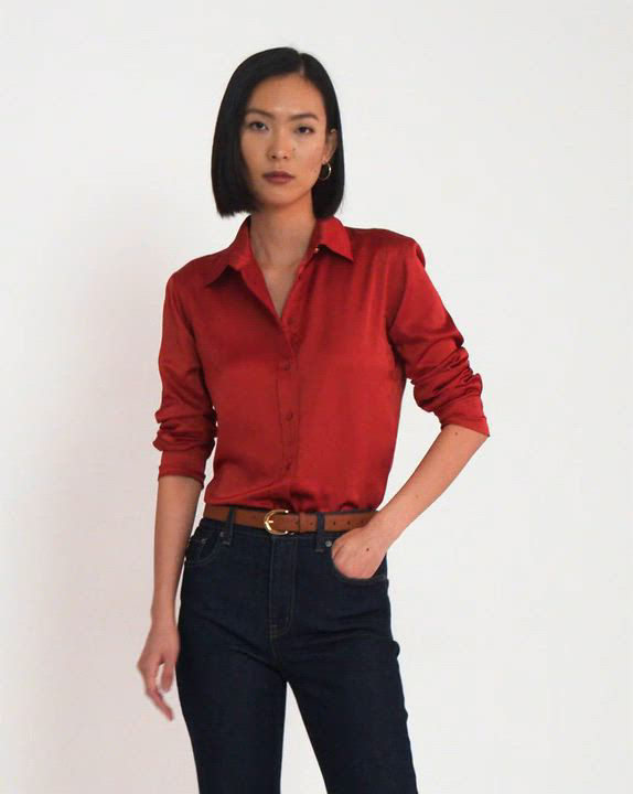 Lauren Ralph Lauren Women's Long Sleeve Satin Charmeuse Shirt - Macy's