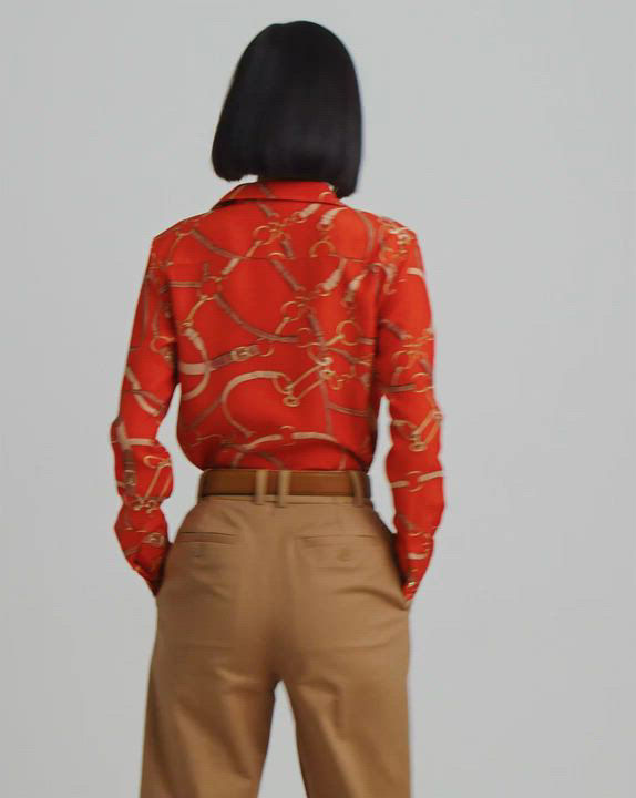 ラルフ・ローレン Lauren Ralph Lauren クラシック Fit Belting-Print Crepe Shirt レディース シャツ Classic Fit Belting-Print Crepe Shirt