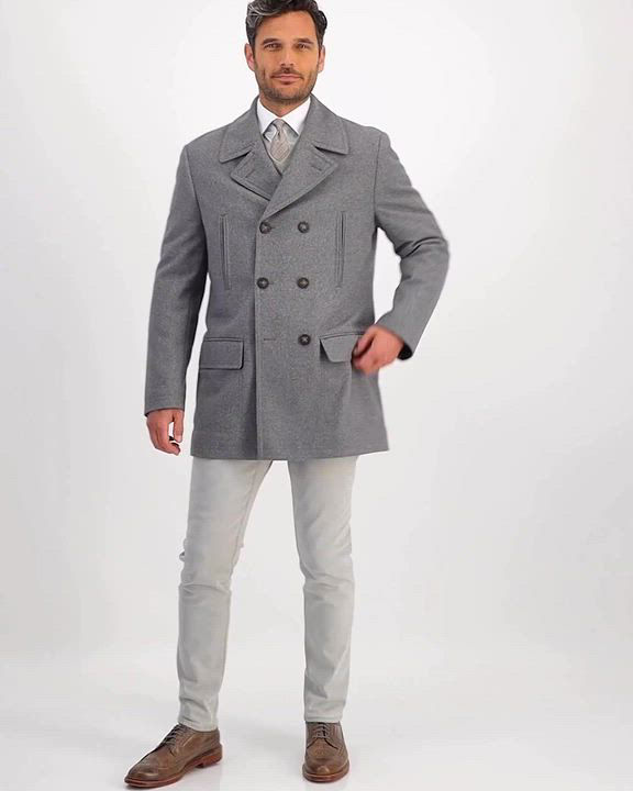 Michael Kors Men's Classic Fit Double-Breasted Wool Blend Peacoats