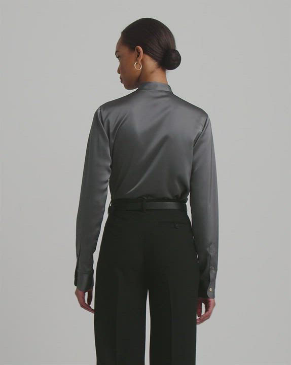 Lauren Ralph Lauren Women's Ruffle-Trim Satin Charmeuse Shirt - Macy's