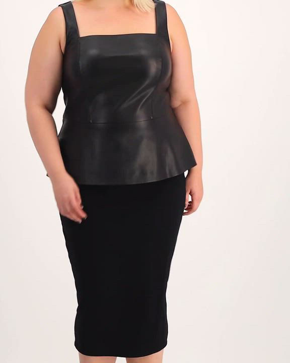 売れ筋商品|||バースリー カットソー トップス レディース Trendy Plus Size Faux-Leather Peplum Top, Exclusively at Macy's Deep Black Plus Size - Black Faux Leather Lace-Up Peplum Top - Torrid