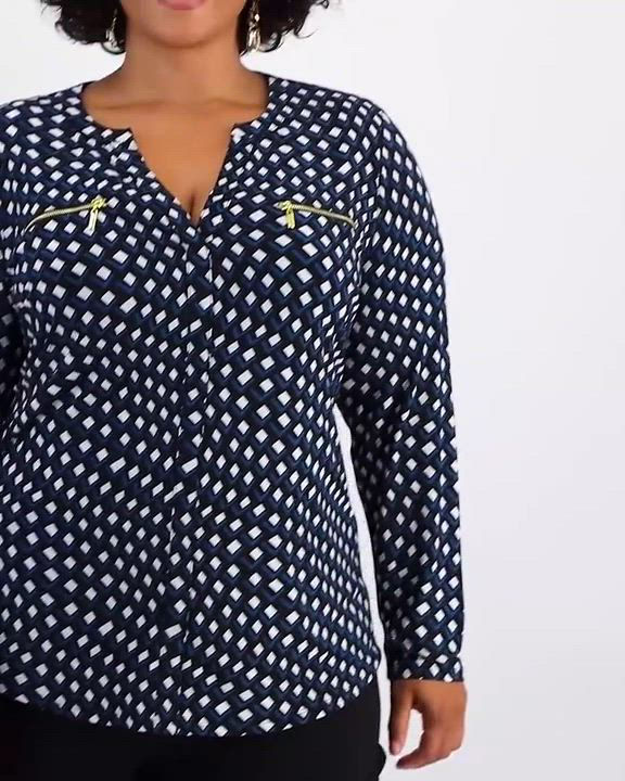 I.N.C. International Concepts Plus Size Long-Sleeve Printed Zip