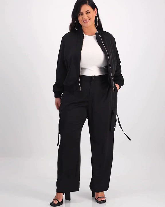 パンツ NINA 147 SS23 MAXI CARGO TROUSERS (3942.4113 BLACK) Nina Parker Trendy Plus Size Straight-Leg Cargo Pants - Macy's