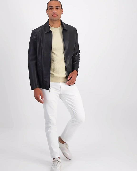 knee length dresses for ladies Leather jacket | Black | Men | KARL LAGERFELD main image 1